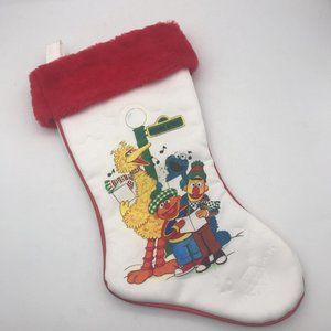 Vtg Sesame Street Christmas Stocking 1982 Big Bird Cookie Monster Bert Ernie